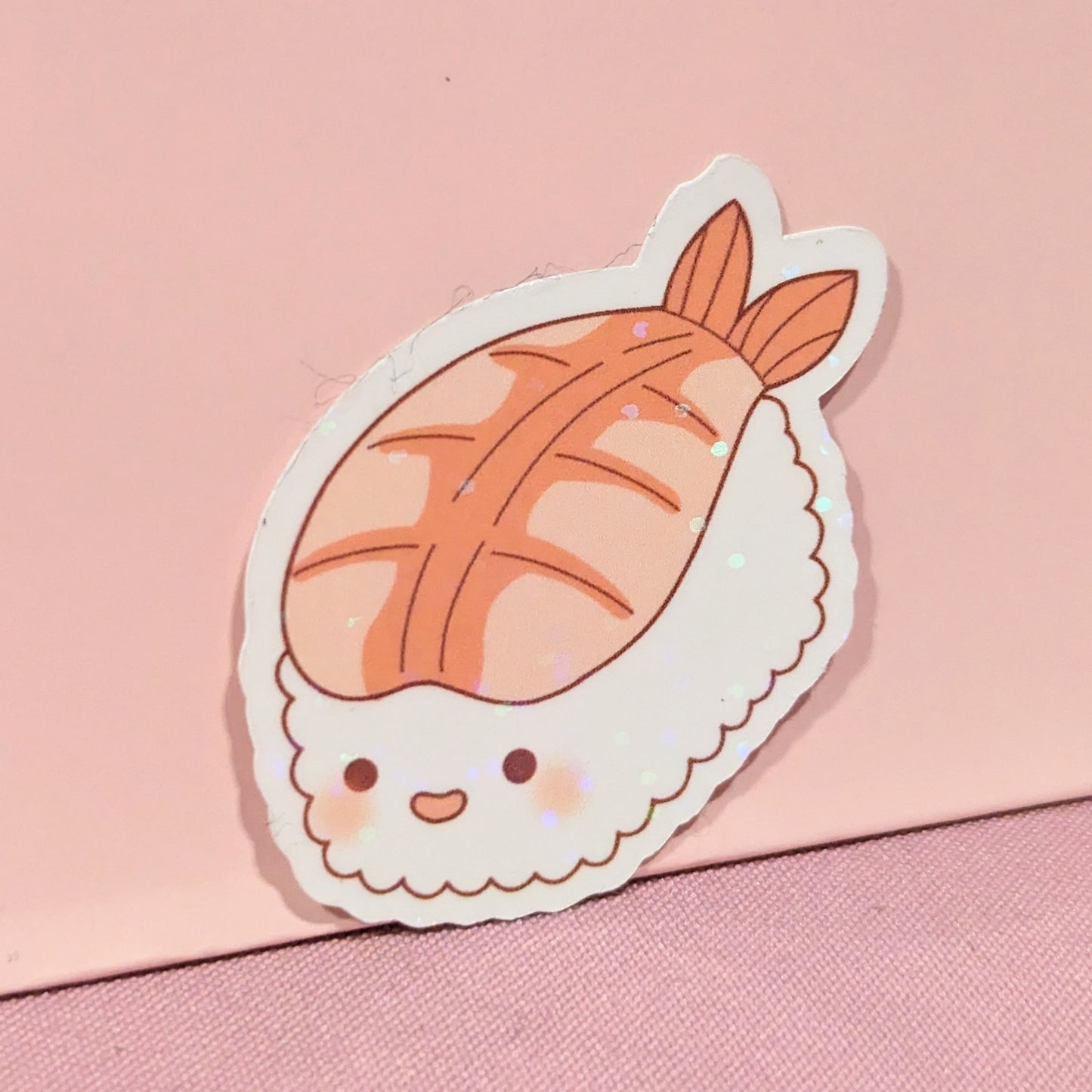 Shrimp Sushi Holographic Sticker