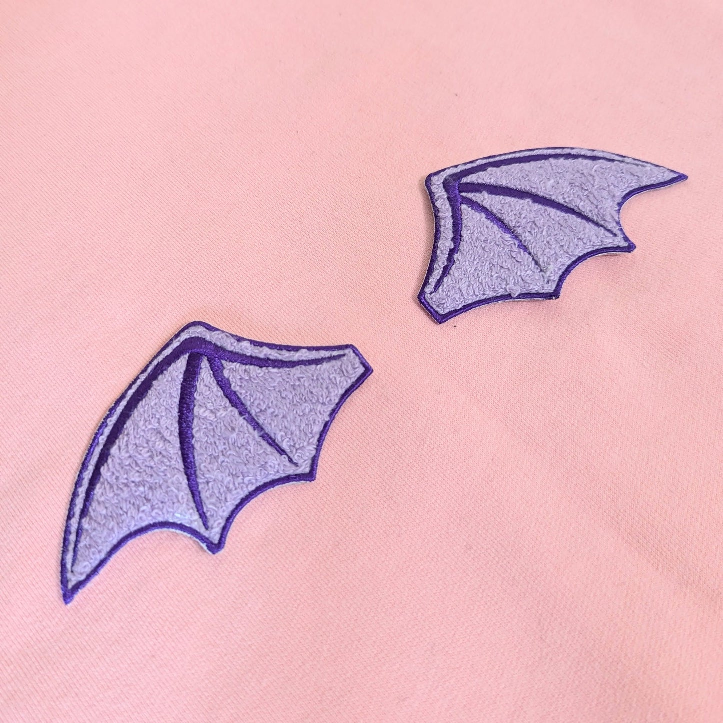 Fuzzy Soft Chenille Bat Wings Iron On Patch (Set of 2)