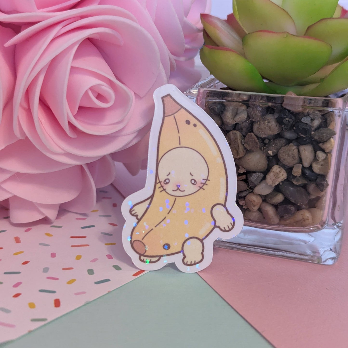 Banana Cat Holographic Sticker