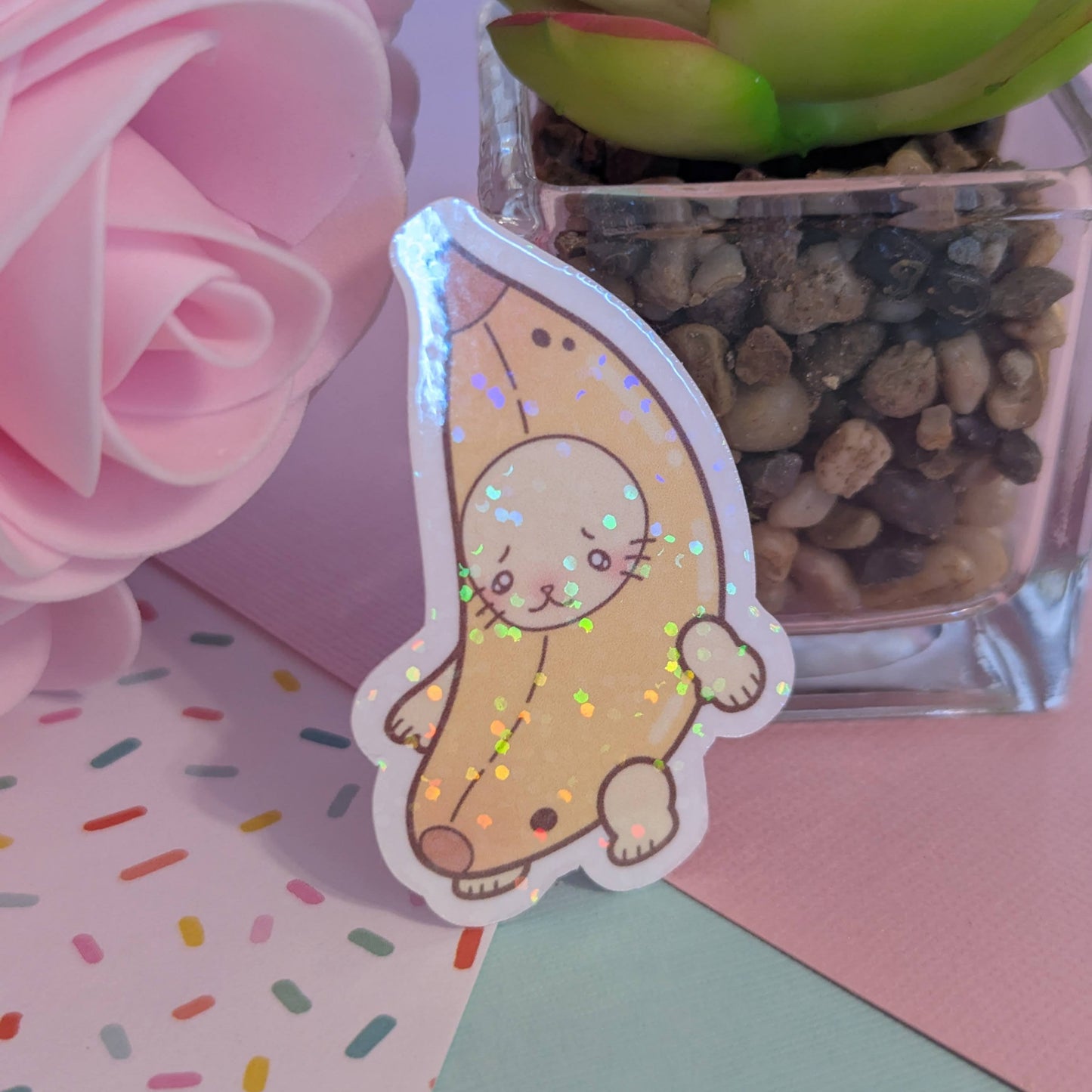Banana Cat Holographic Sticker