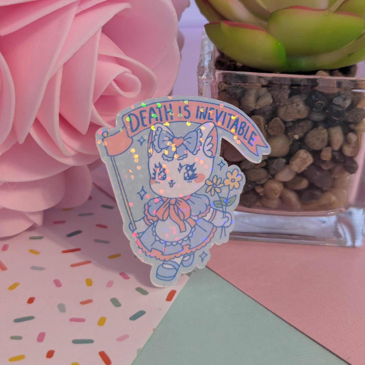 Death is Inevitable Holographic Sticker