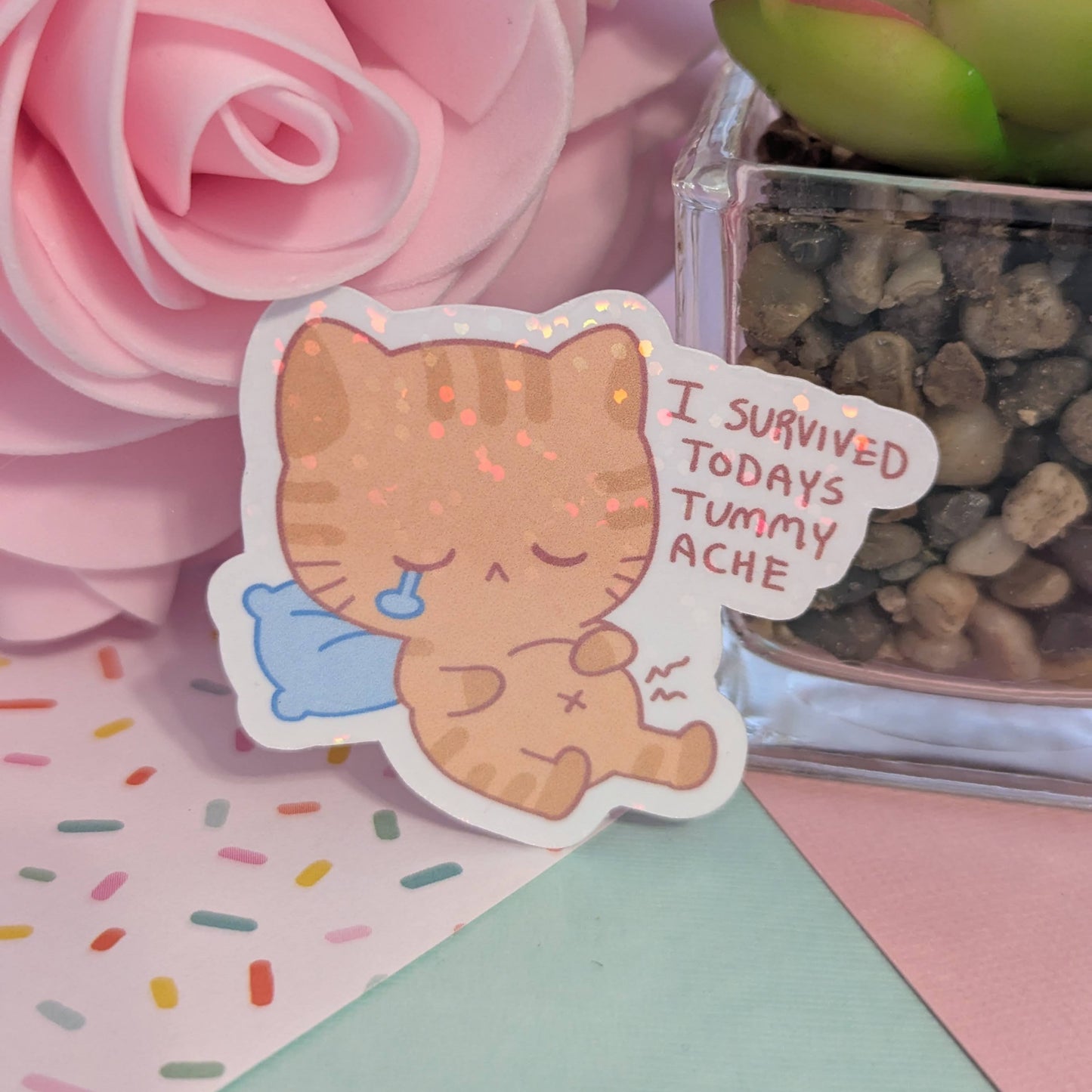 Tummy Ache Holographic Sticker