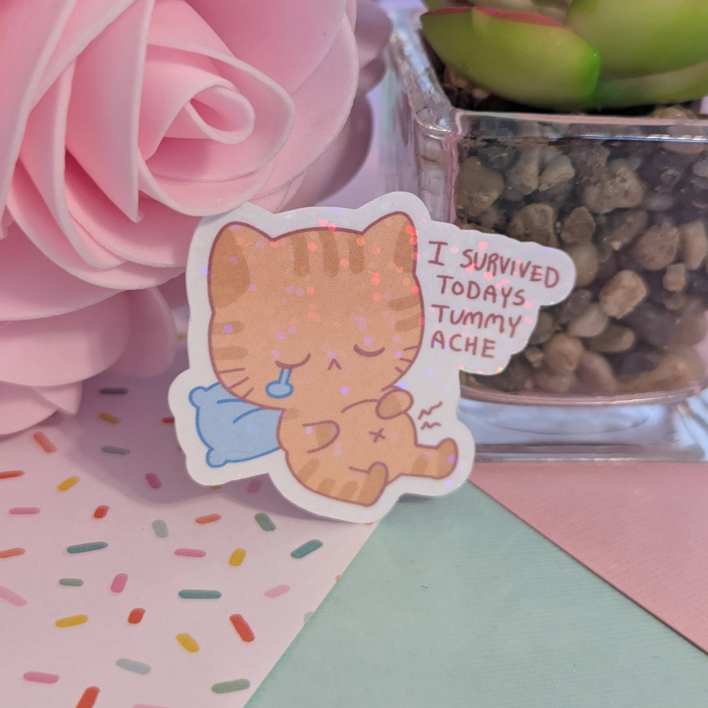 Tummy Ache Holographic Sticker