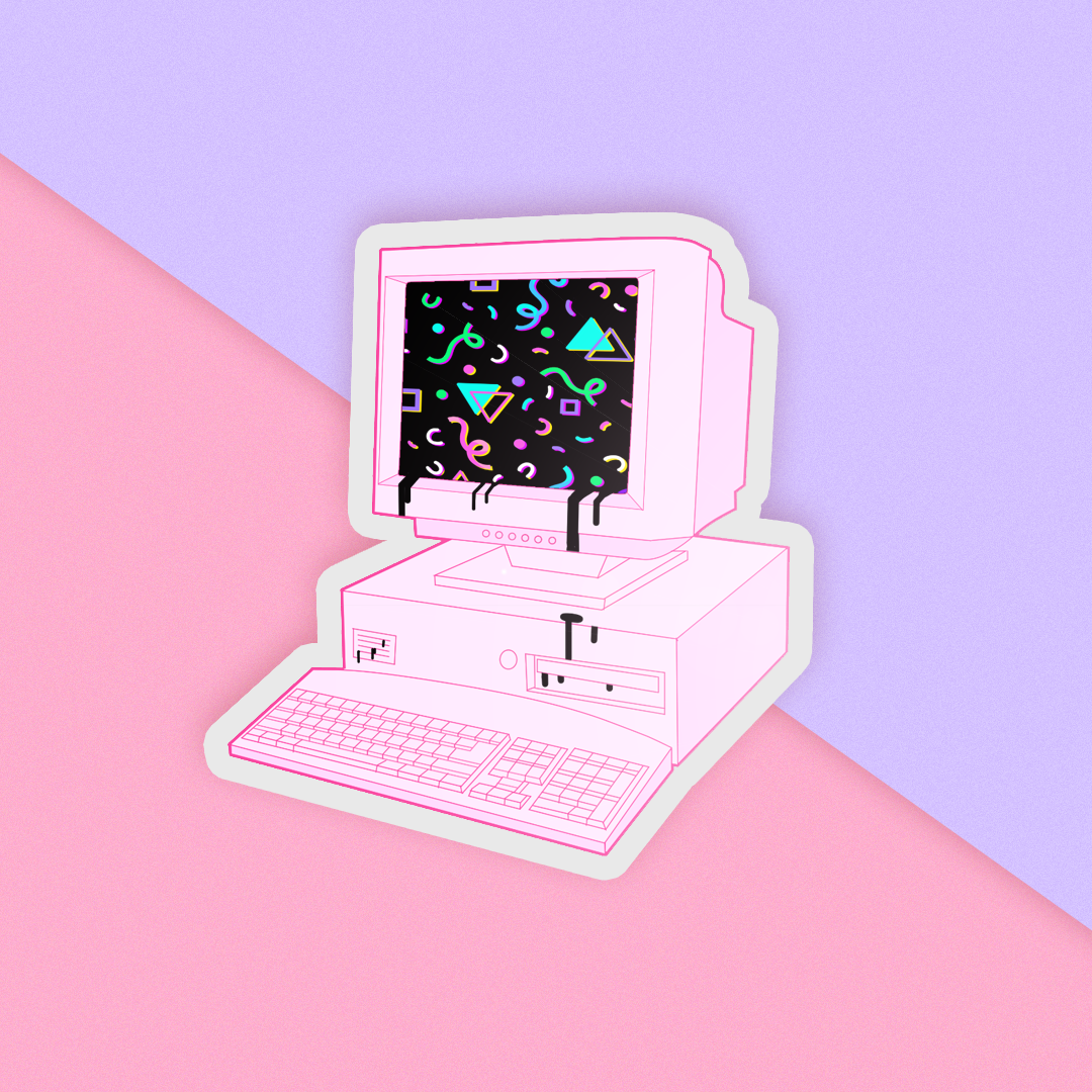 Retro Computer Holographic Pastel Sticker