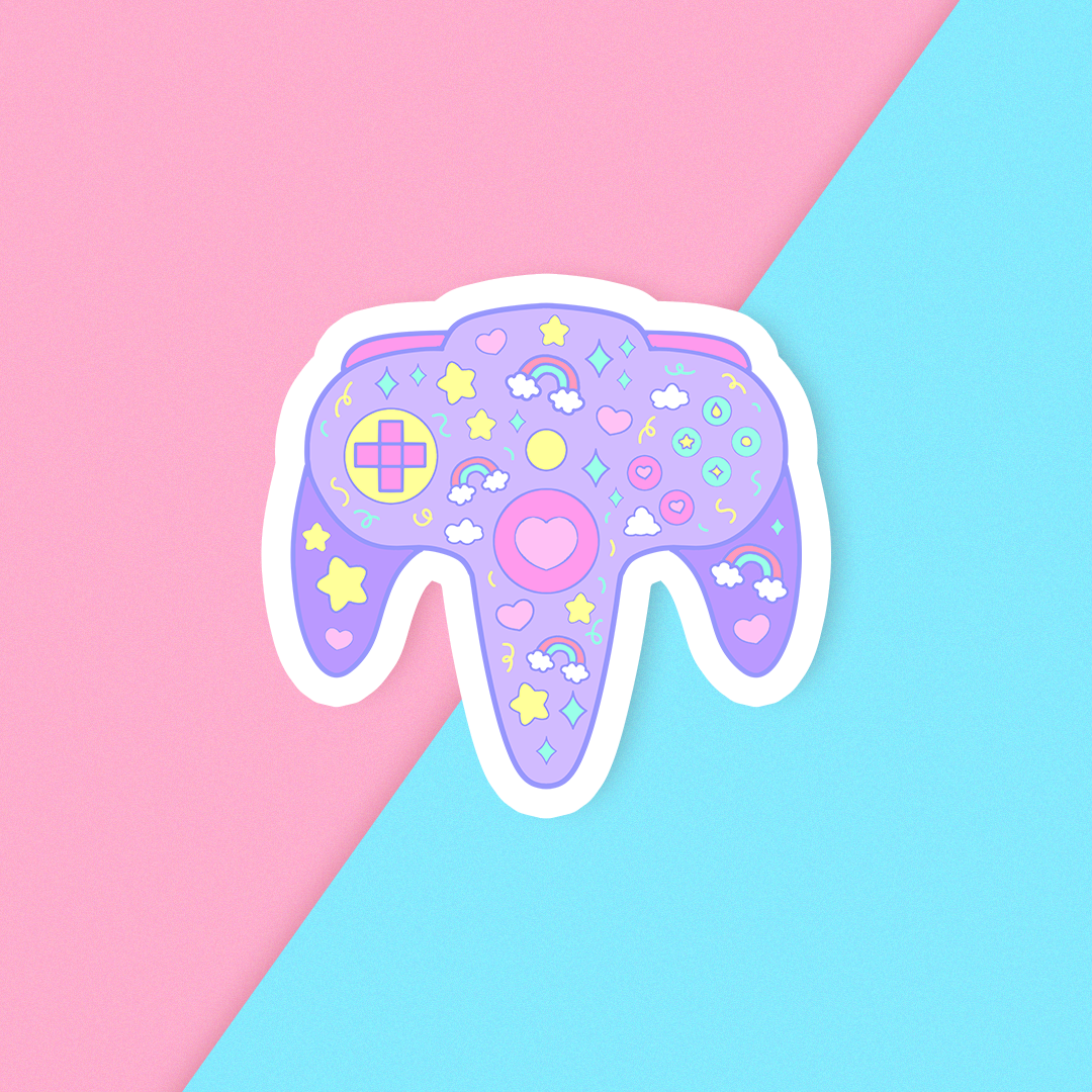 Retro Controller Holographic Pastel Sticker
