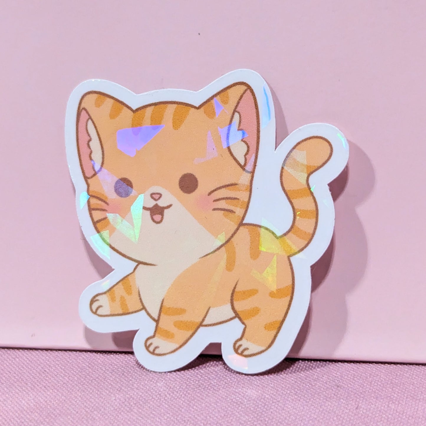 Orange Tabby Holographic Cat Sticker