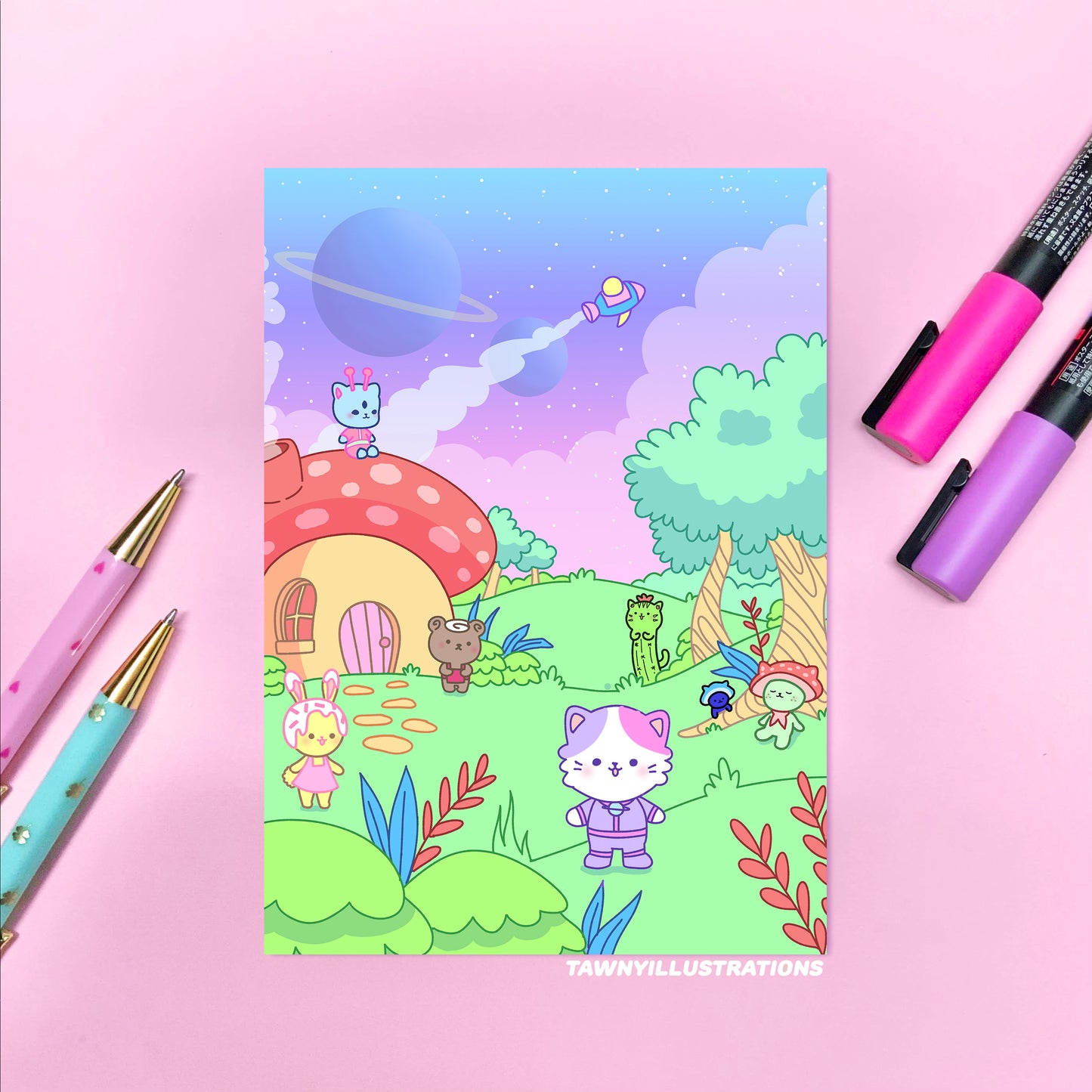 Oshkico and Friends Holographic 5 x 7 Print