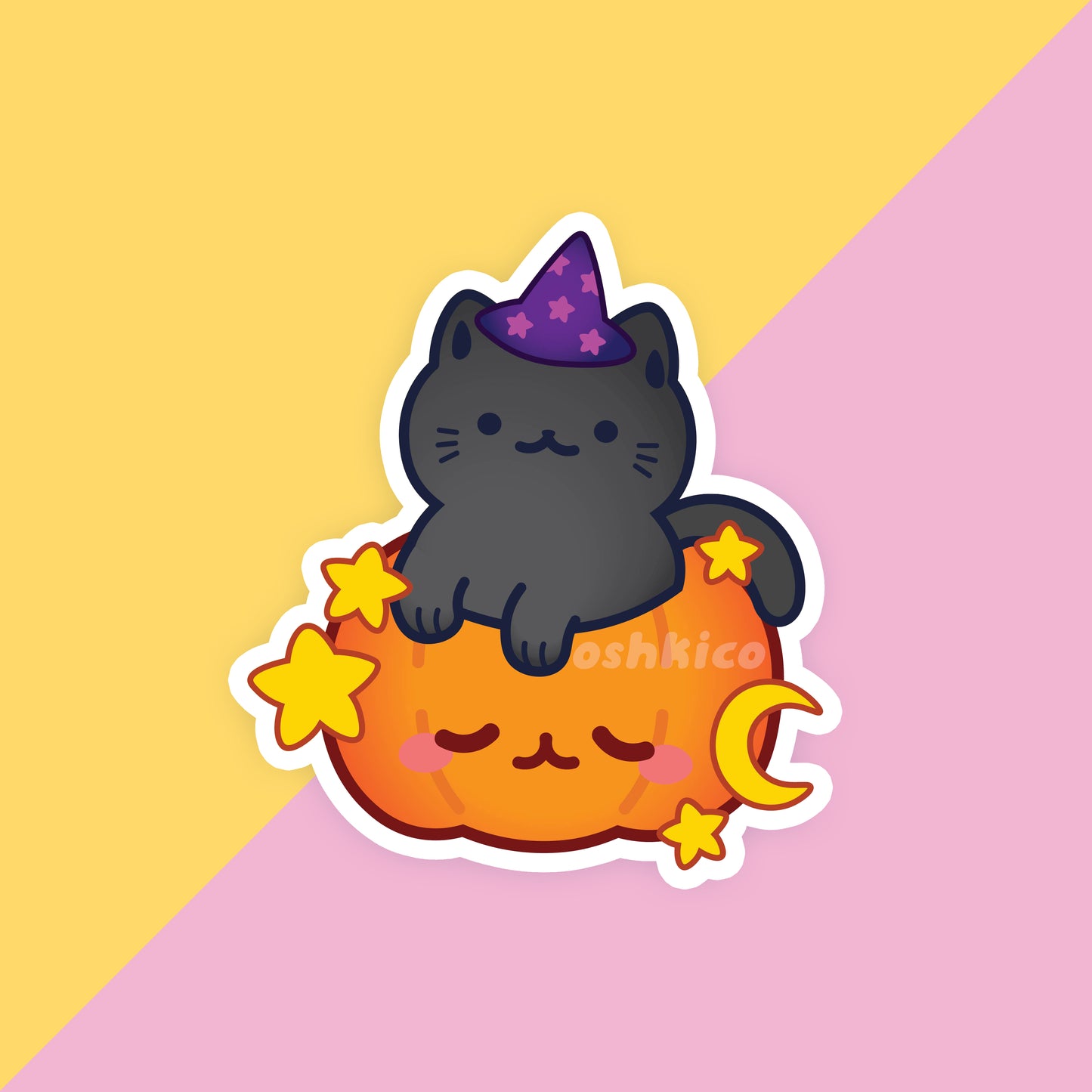 Pumpkin Cat Halloween Holographic Sticker