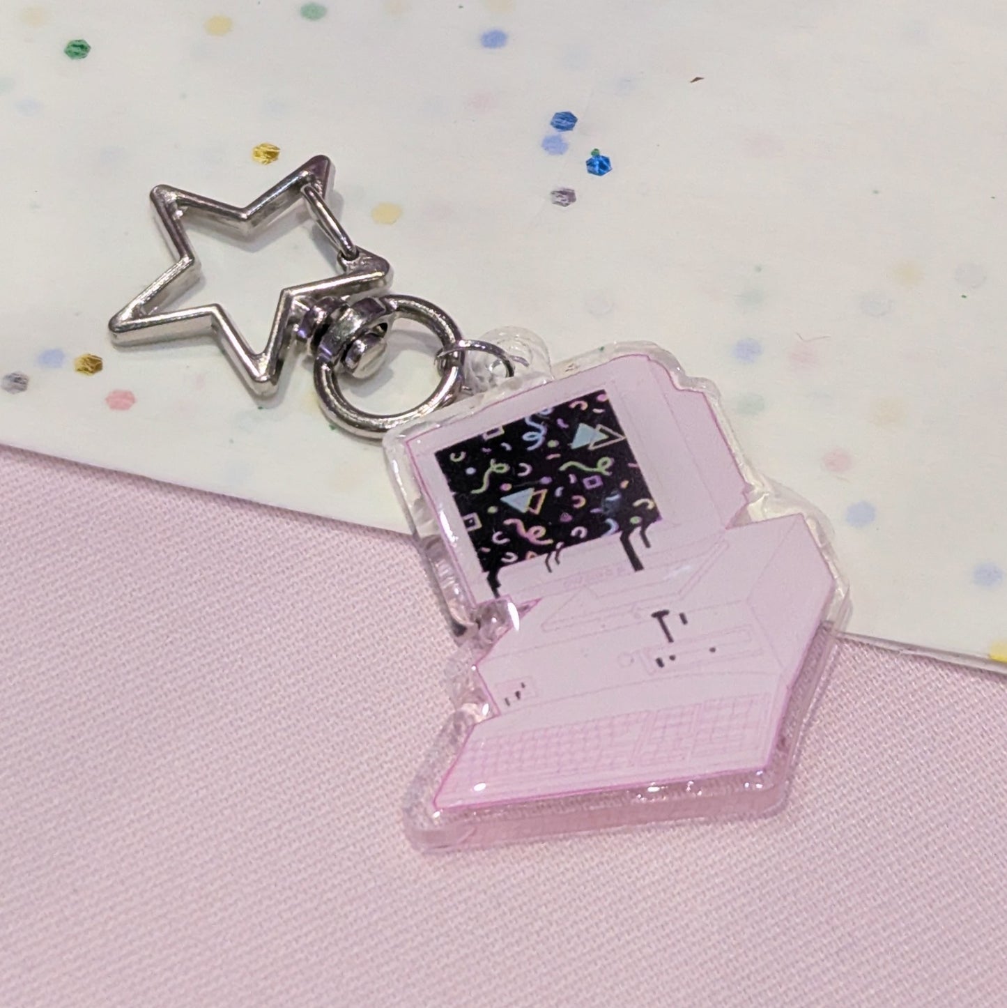 Retro Computer Holographic Keychain