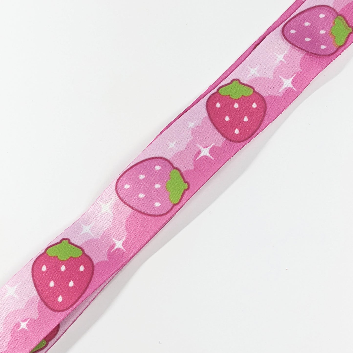 Strawberry Lanyard Kawaii Pink with Silver Lobster Clasp | Cute Lanyard | Cute Key Holder | by Tawny Illustrations