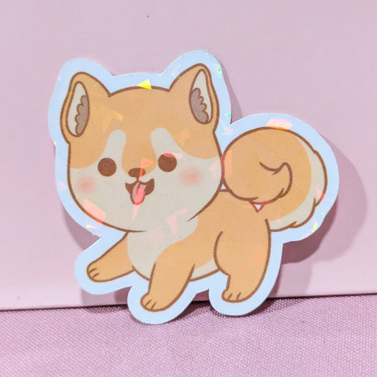 Shiba Inu Holographic Vinyl Dog Sticker