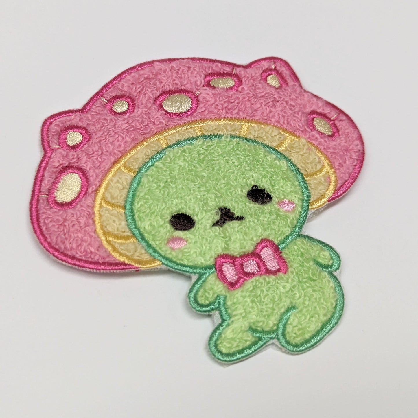 Fuzzy Soft Chenille Nova the Mushroom Cat Iron On Patch