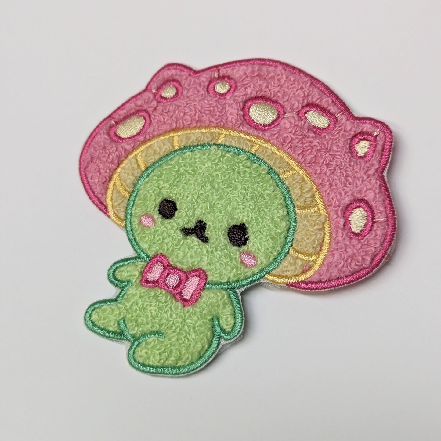 Fuzzy Soft Chenille Nova the Mushroom Cat Iron On Patch