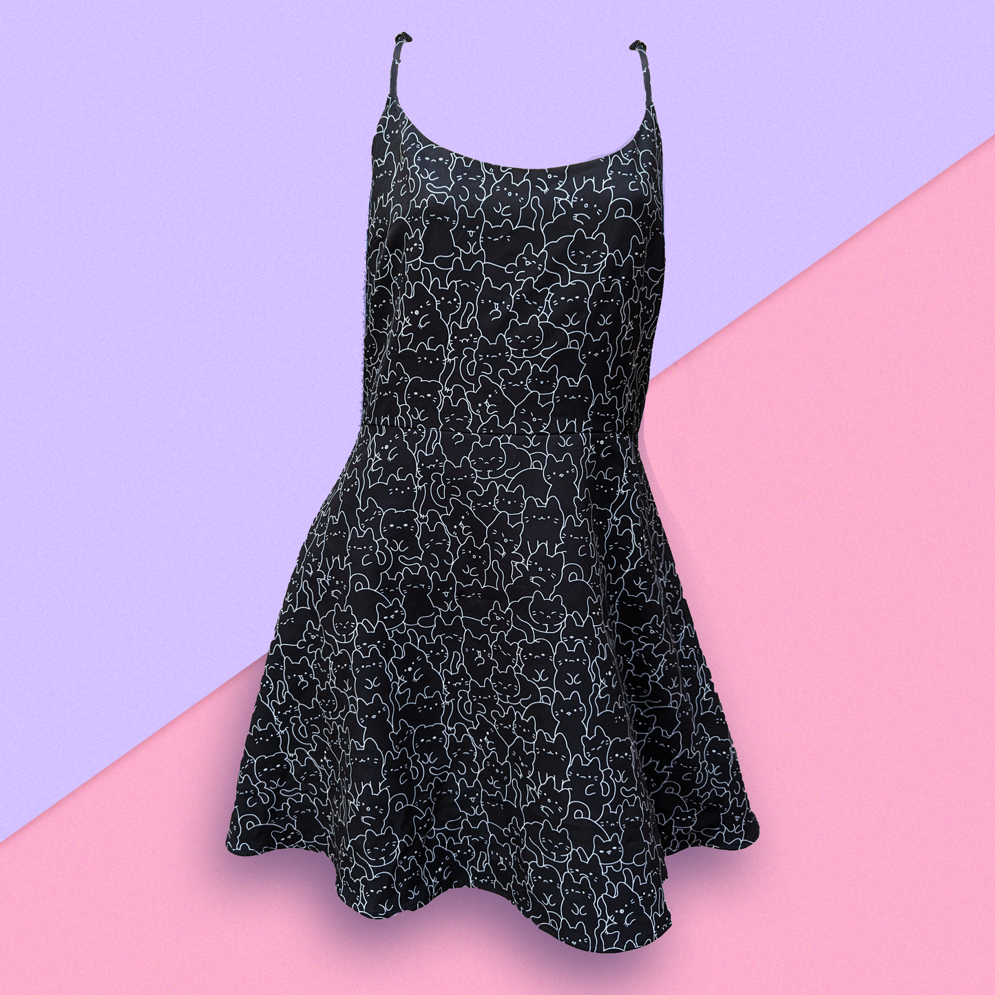Cat Collage Dress with Pockets