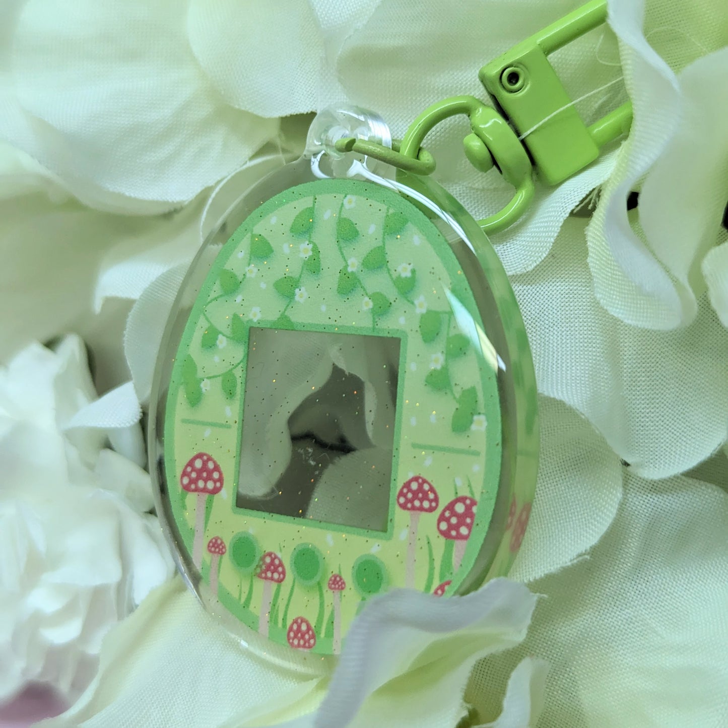Garden Green Virtual Pet Customizable Sparkly Acrylic Keychain