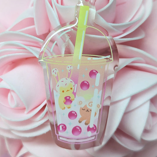 Sunset Boba Tea Bubble Bunilla and Cinnobear Keychain