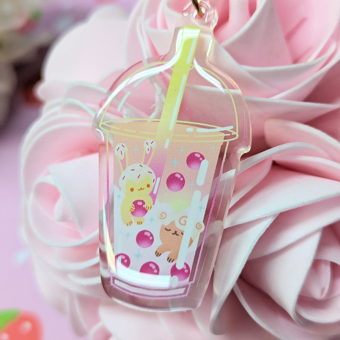 Sunset Boba Tea Bubble Bunilla and Cinnobear Keychain