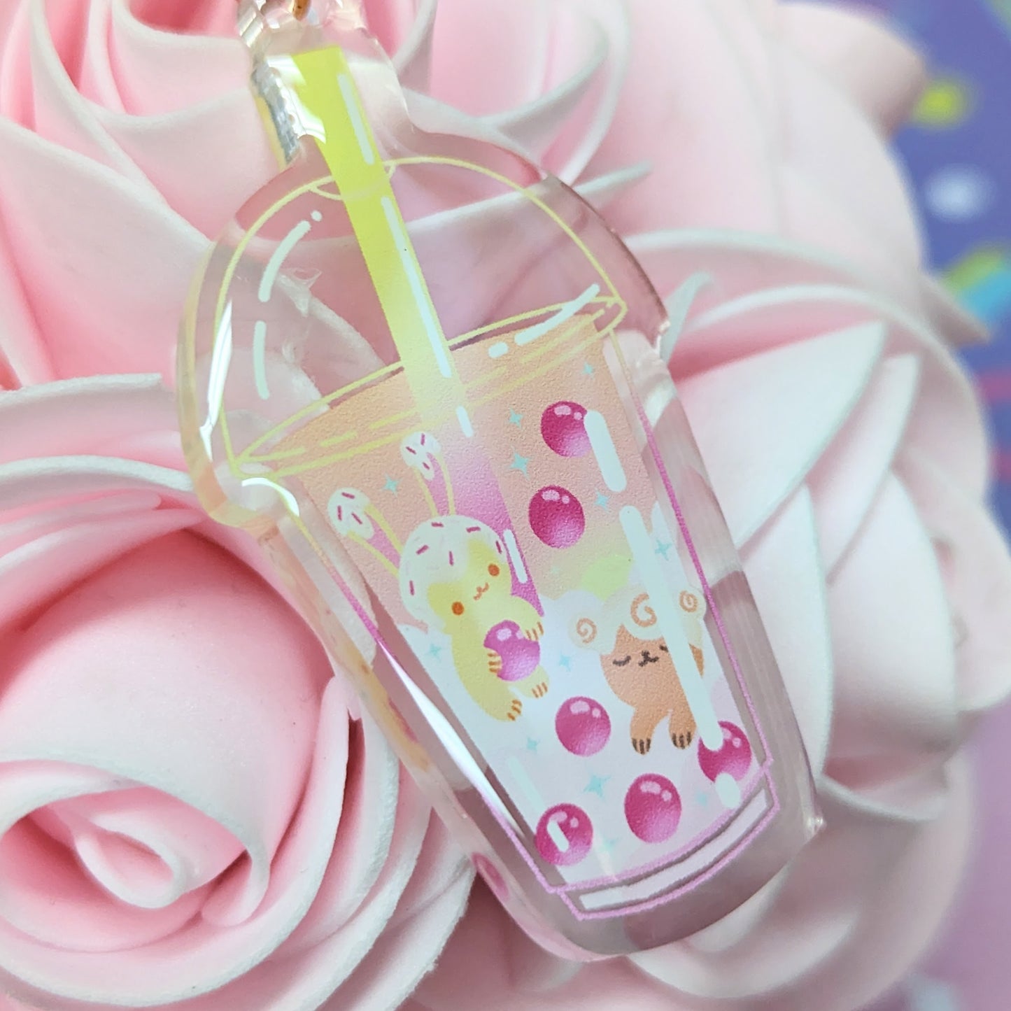 Sunset Boba Tea Bubble Bunilla and Cinnobear Keychain
