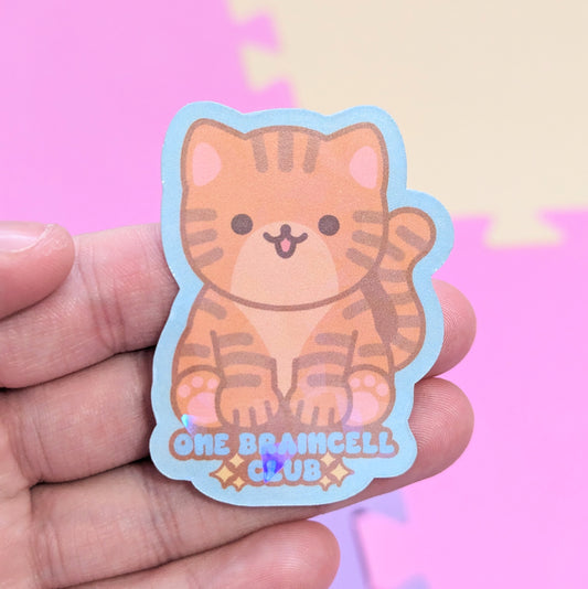 Orange Tabby One Braincell Club Holographic Sticker