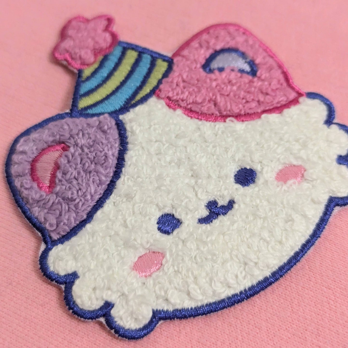 Fuzzy Soft Chenille Party Cat Iron On Patch