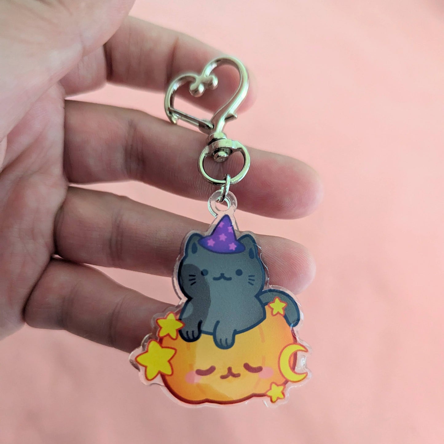 Black Cat Pumpkin Halloween Keychain