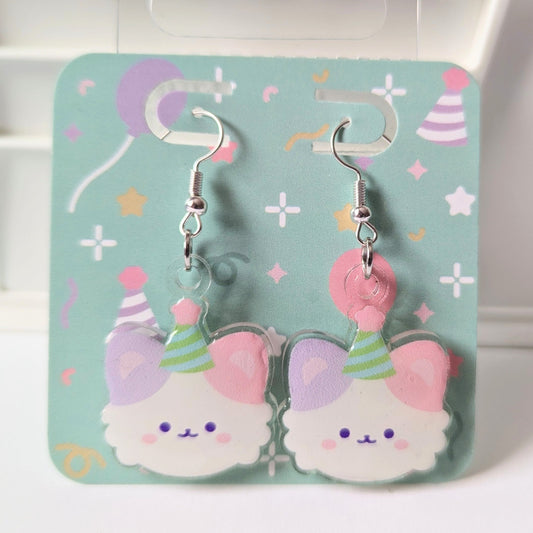Party Clown Calico Cat Earrings