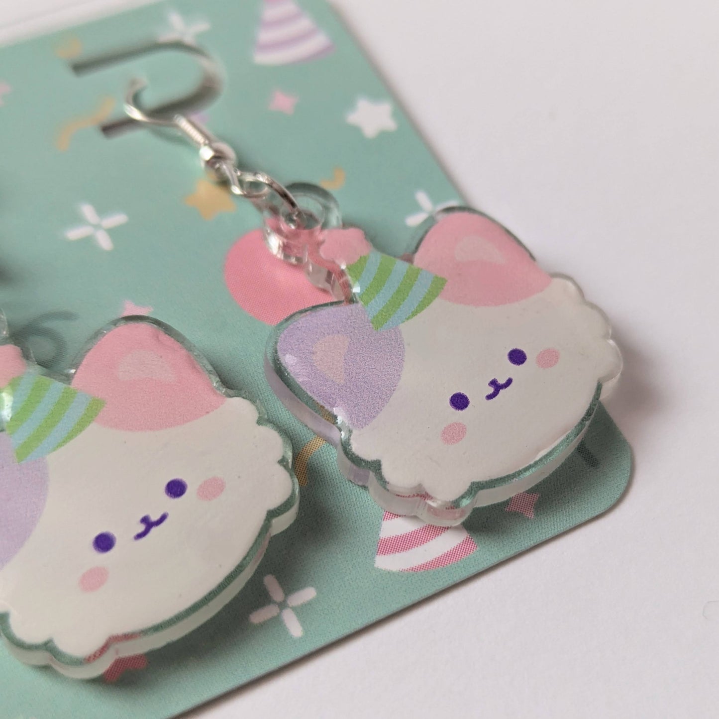 Party Clown Calico Cat Earrings