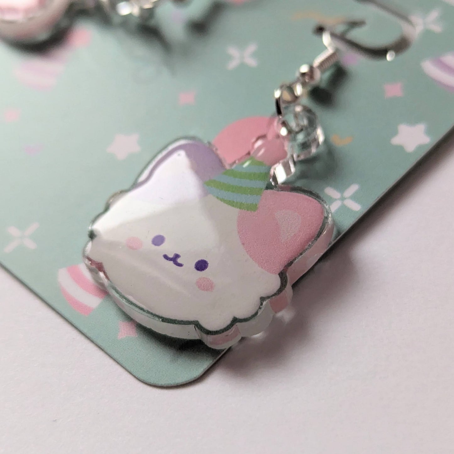 Party Clown Calico Cat Earrings