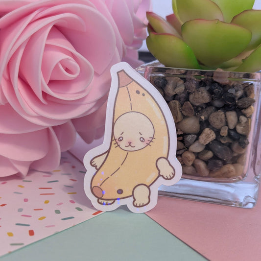 Banana Cat Holographic Sticker