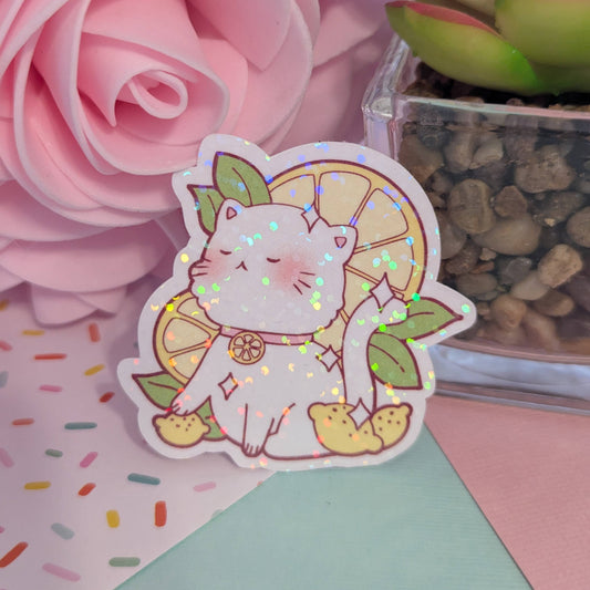 Lemon Cat Holographic Sticker