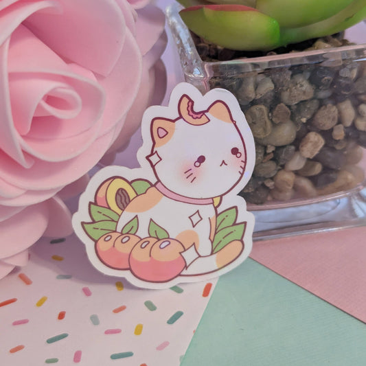 Peach Cat Holographic Sticker