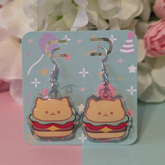 Cheeseburger Cat Earrings