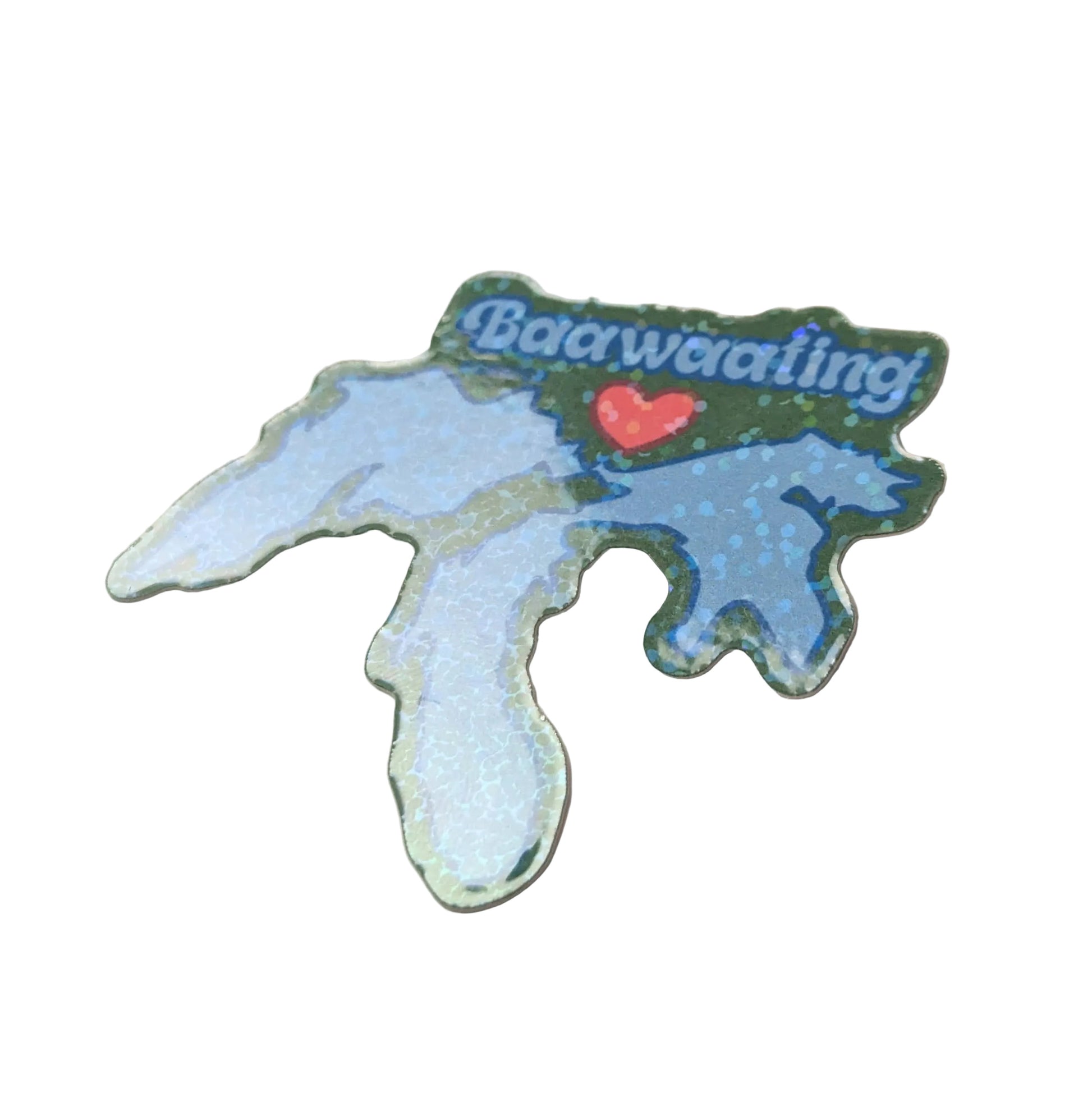 Sticker with 'Baawaating' text and a heart on a white background
