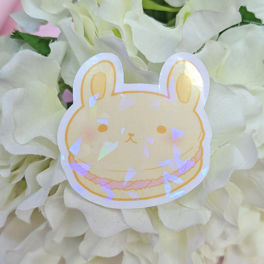 Bunny Rabbit Macaroon ~ Kawaii Holographic Die Cut Sticker ~ Tawny Illustrations Stationary