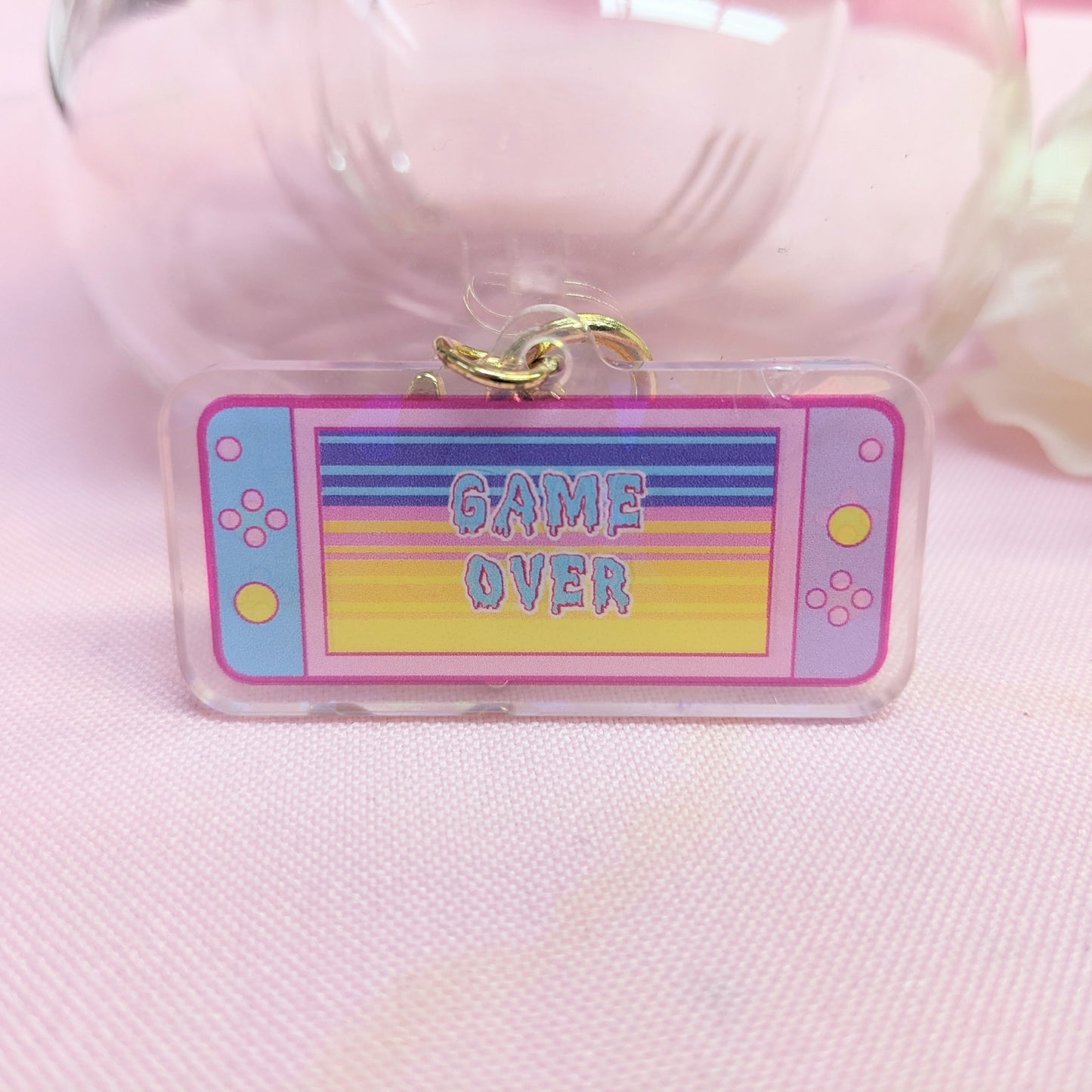 Retro Console Handheld Kawaii Holographic Acrylic Keychain