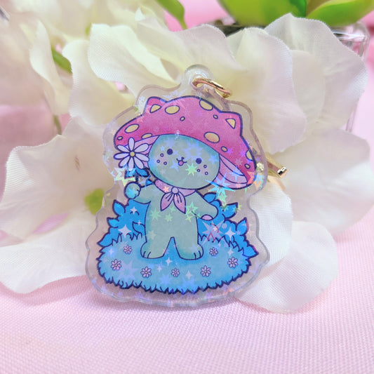 Planet Nova the Mushroom Kawaii Holographic Cat Keychain