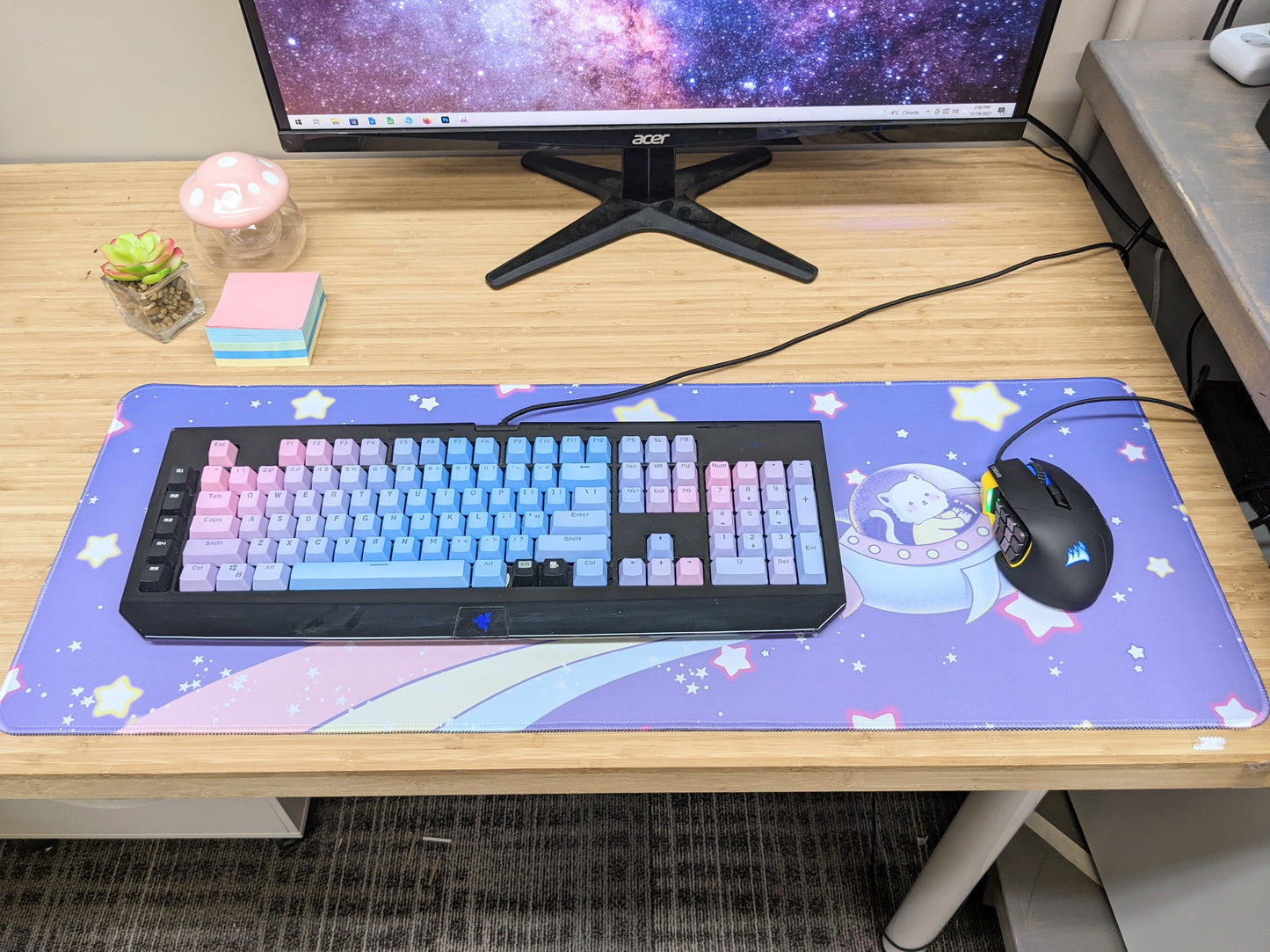 Outerspace Marshmallow the Astronaut Cat Kitty Kawaii Gamer Mousepad Desk Mat