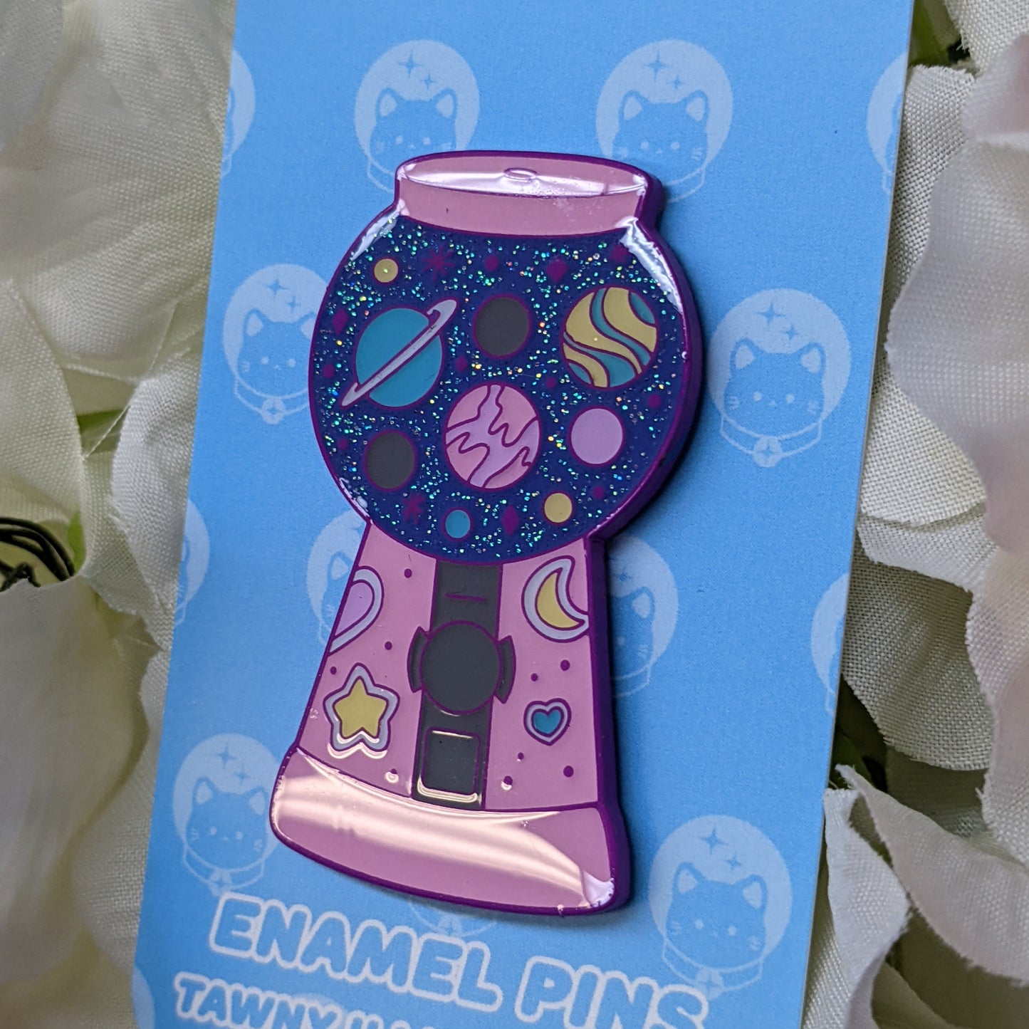 2" Cosmic Candy Galaxy Gumball Glitter Enamel Pin