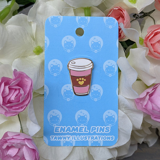 1" Cute Paw Coffee Filler Enamel Pin