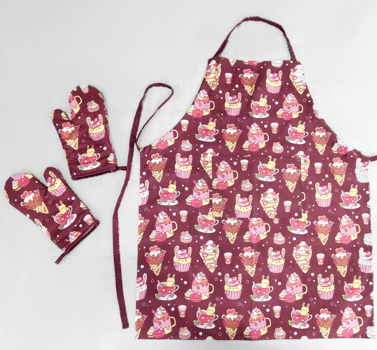 Cafe Apron and Baking Mitts Set