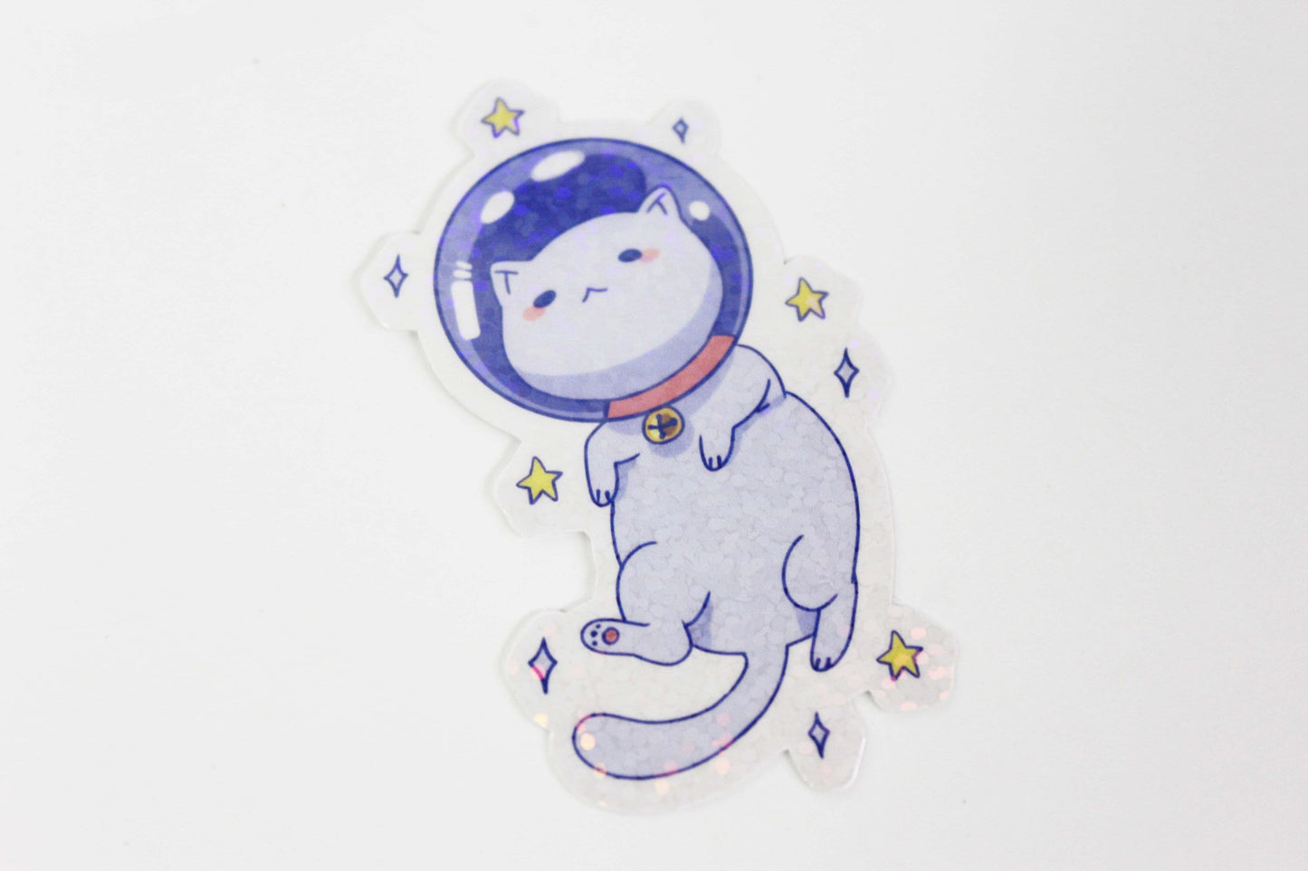 Space Kitty Holographic Glitter Sticker ~ Waterproof Die Cut Sticker ~ Cute Die Cut Sticker ~ Tawny Illustrations