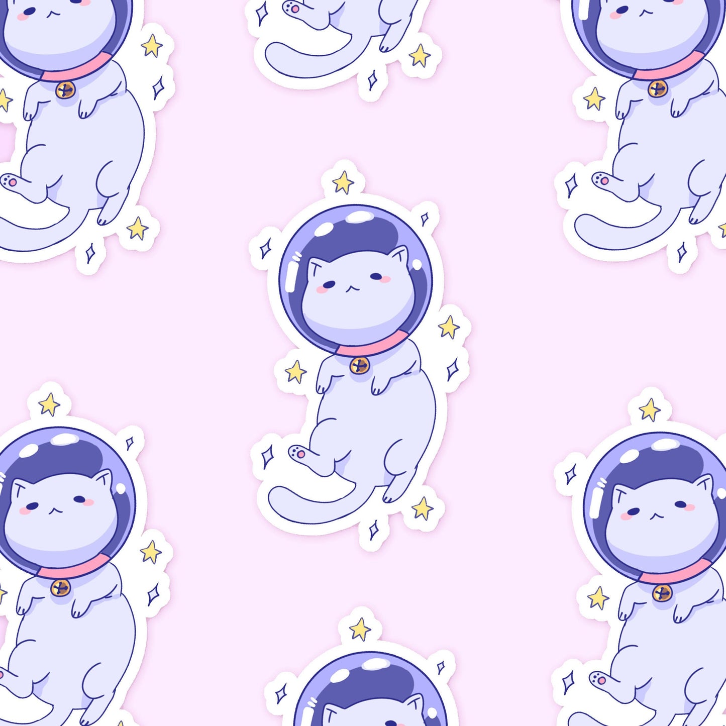 Space Kitty Holographic Glitter Sticker ~ Waterproof Die Cut Sticker ~ Cute Die Cut Sticker ~ Tawny Illustrations