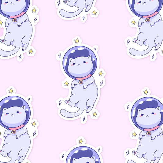 Space Kitty Holographic Glitter Sticker ~ Waterproof Die Cut Sticker ~ Cute Die Cut Sticker ~ Tawny Illustrations