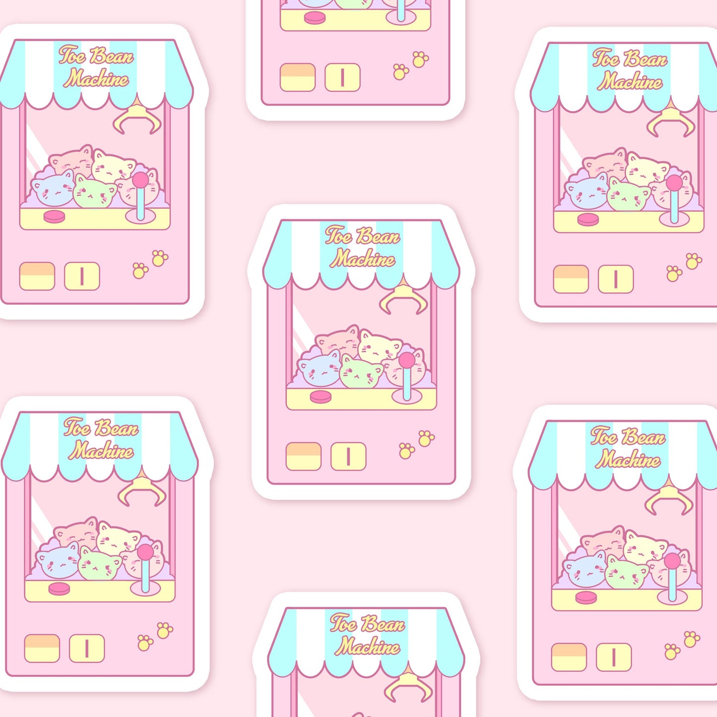 Kitty Claw Machine Arcade ~ Holographic Waterproof Die Cut Sticker ~ Tawny Illustrations