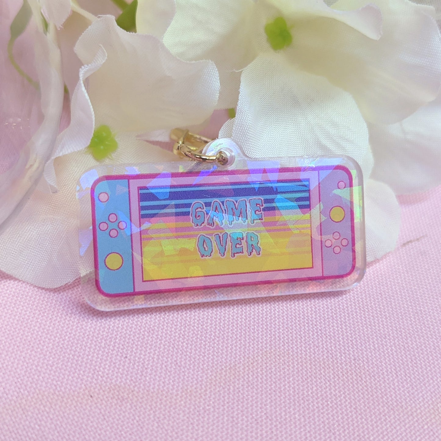 Retro Console Handheld Kawaii Holographic Acrylic Keychain
